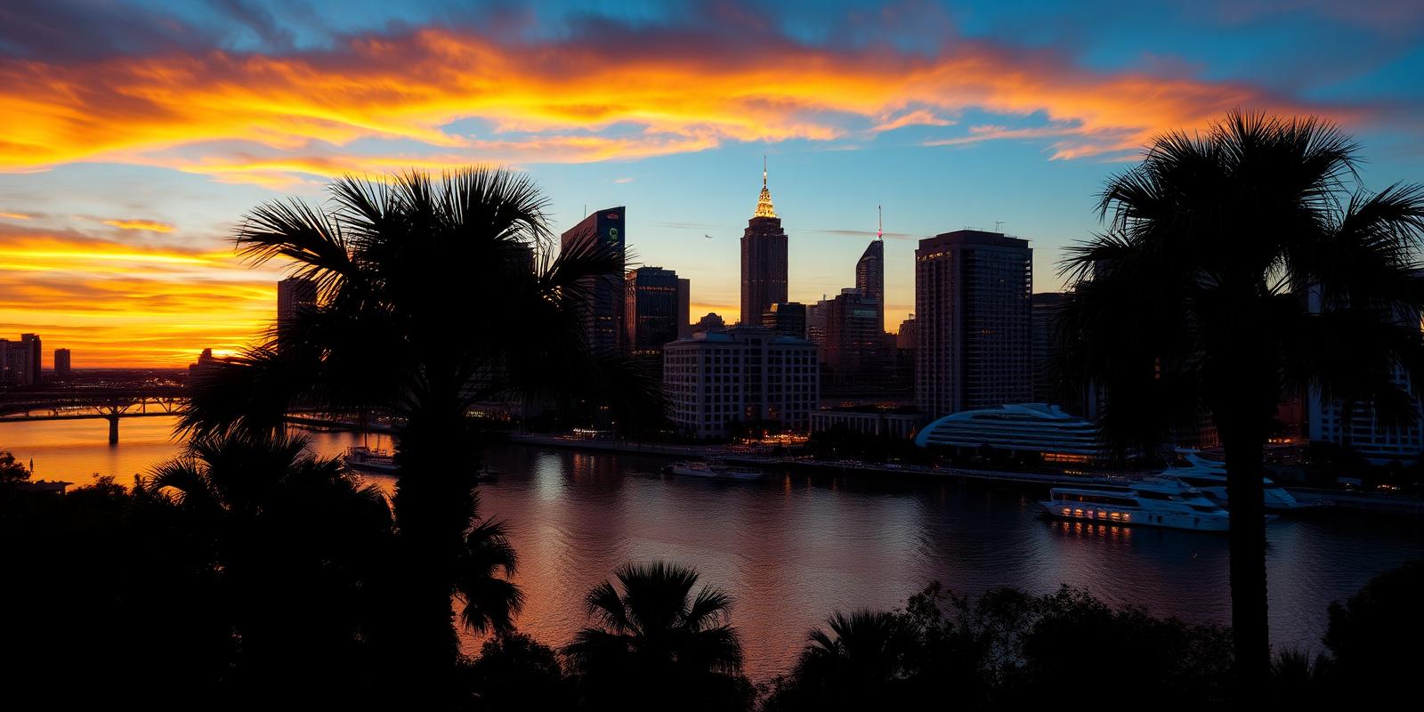 Tampa Bay skyline at sunset